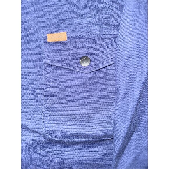 Brixton Workwear Utility Chore Shirt Blue Canvas Button Up Medium 19x26 - Picture 2 of 5